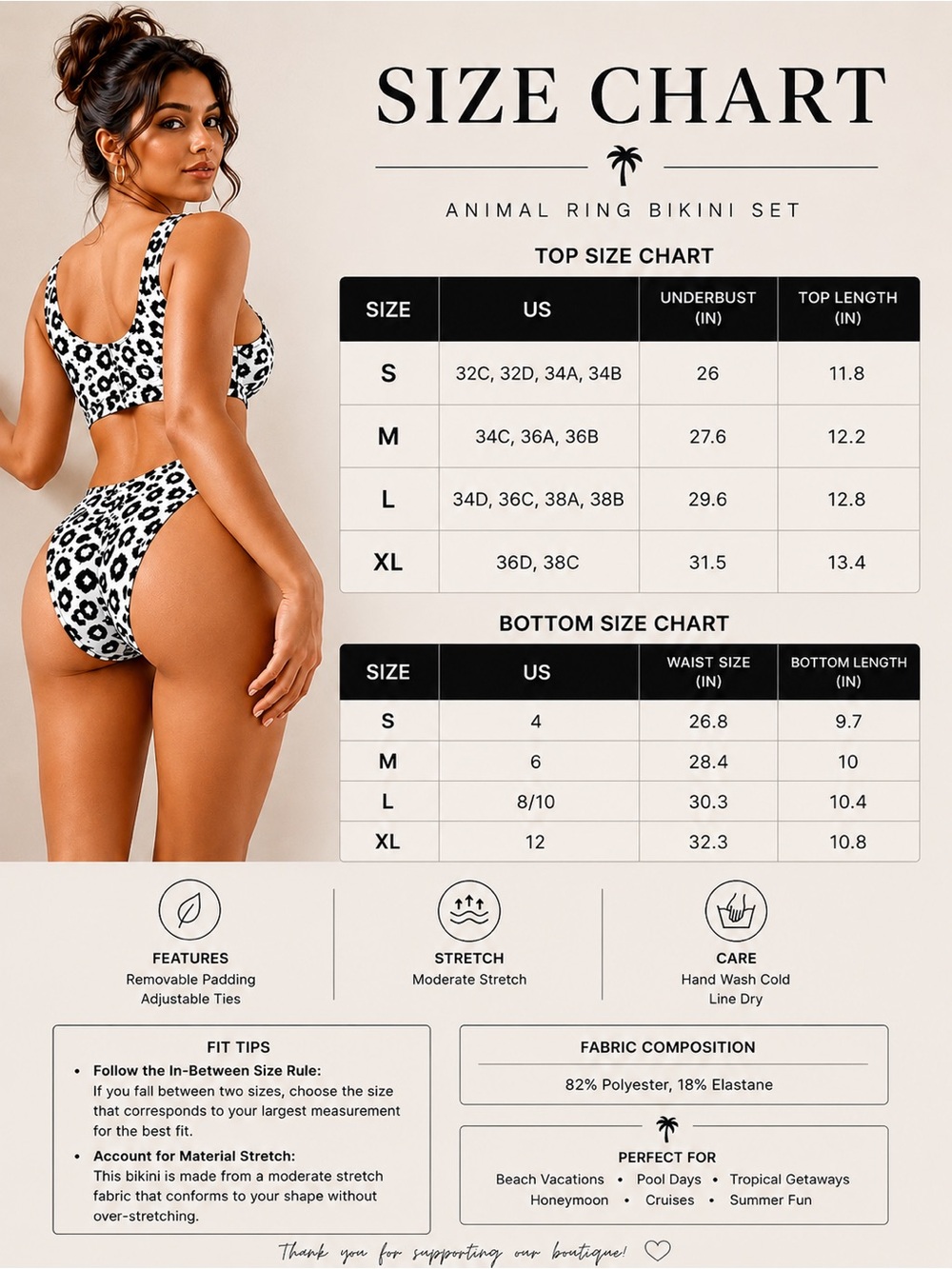 Black White Leopard O Ring High Waisted Bikini Set - Picture 7 of 7